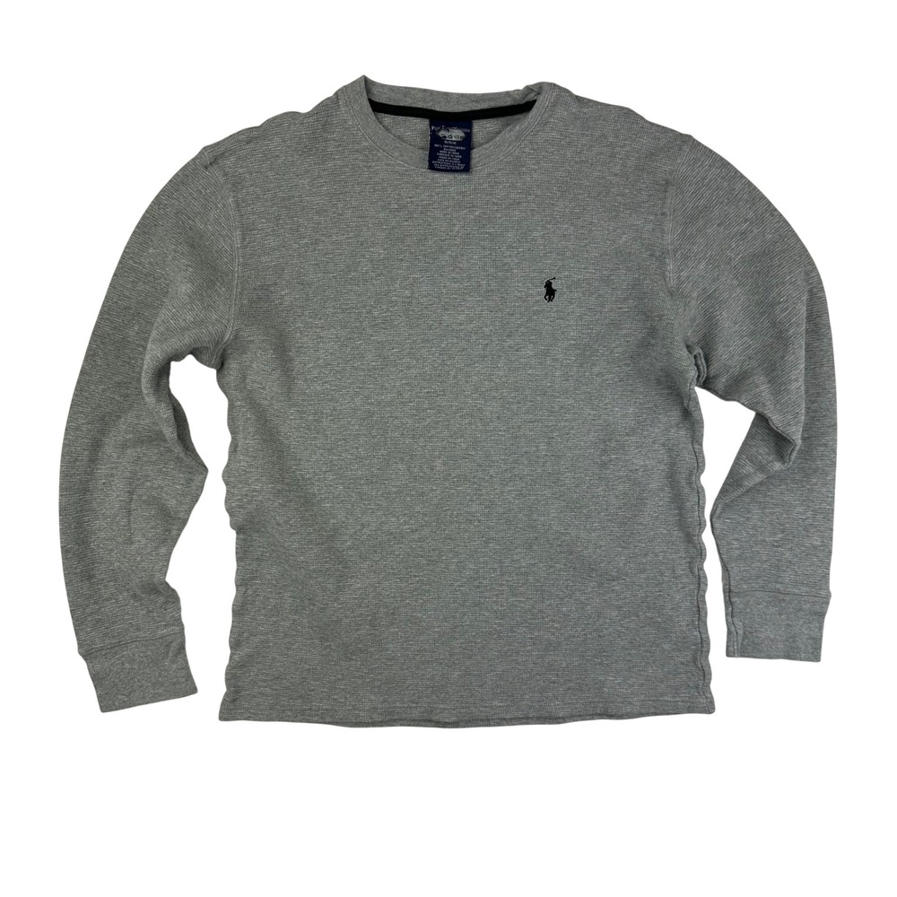 Polo‎ Ralph Lauren Mens M Gray Waffle Knit Thermal Long Sleeve Shirt Crewneck